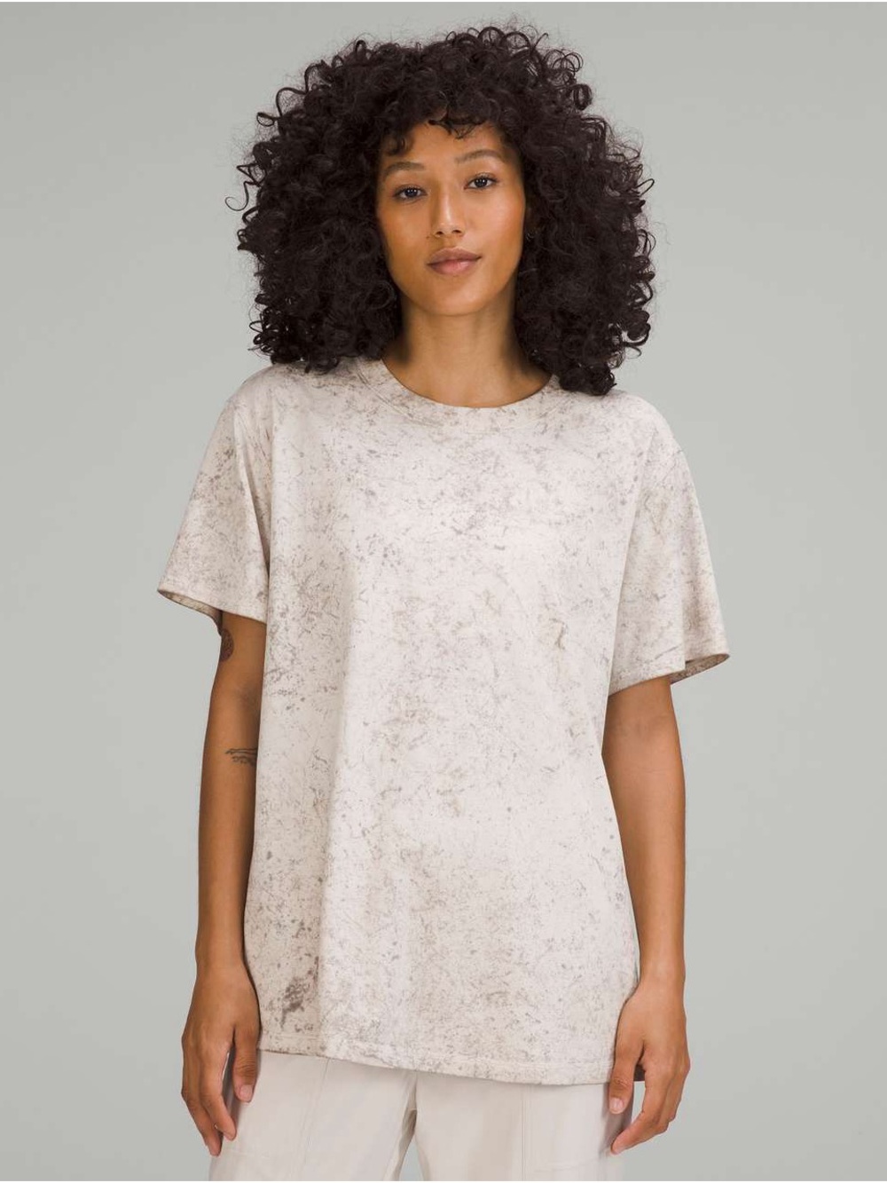 Lululemon All Yours Cotton Short Sleeve Crew in Stone Wash Taupe